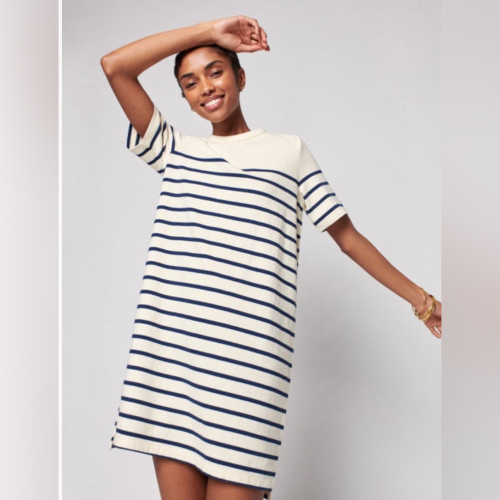 NWT Faherty Cayman Tee Dress French Brittany Style Luxury Casual Dress L Large